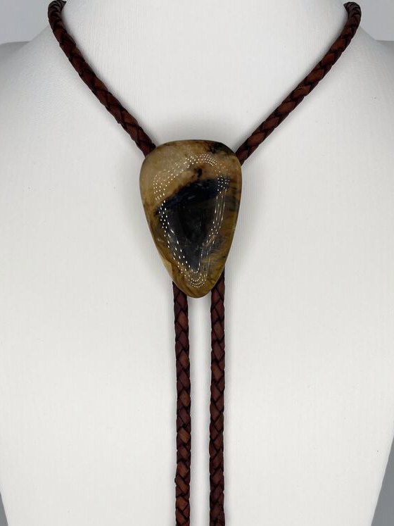 Amber Night — one-of-a-kind — handmade stone bolo tie