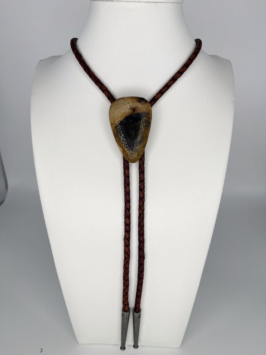 Amber Night — one-of-a-kind — handmade shell bolo tie