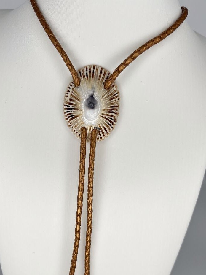 Evening Rays — one-of-a-kind — handmade shell bolo tie