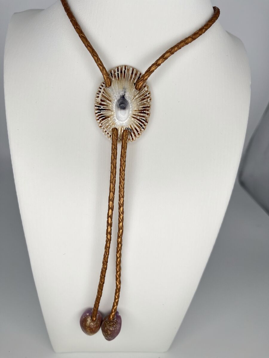 Evening Rays — one-of-a-kind — handmade shell bolo tie
