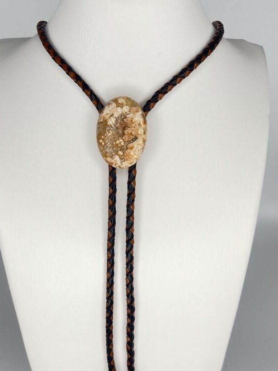 Fossil Reef — one-of-a-kind — handmade stone bolo tie