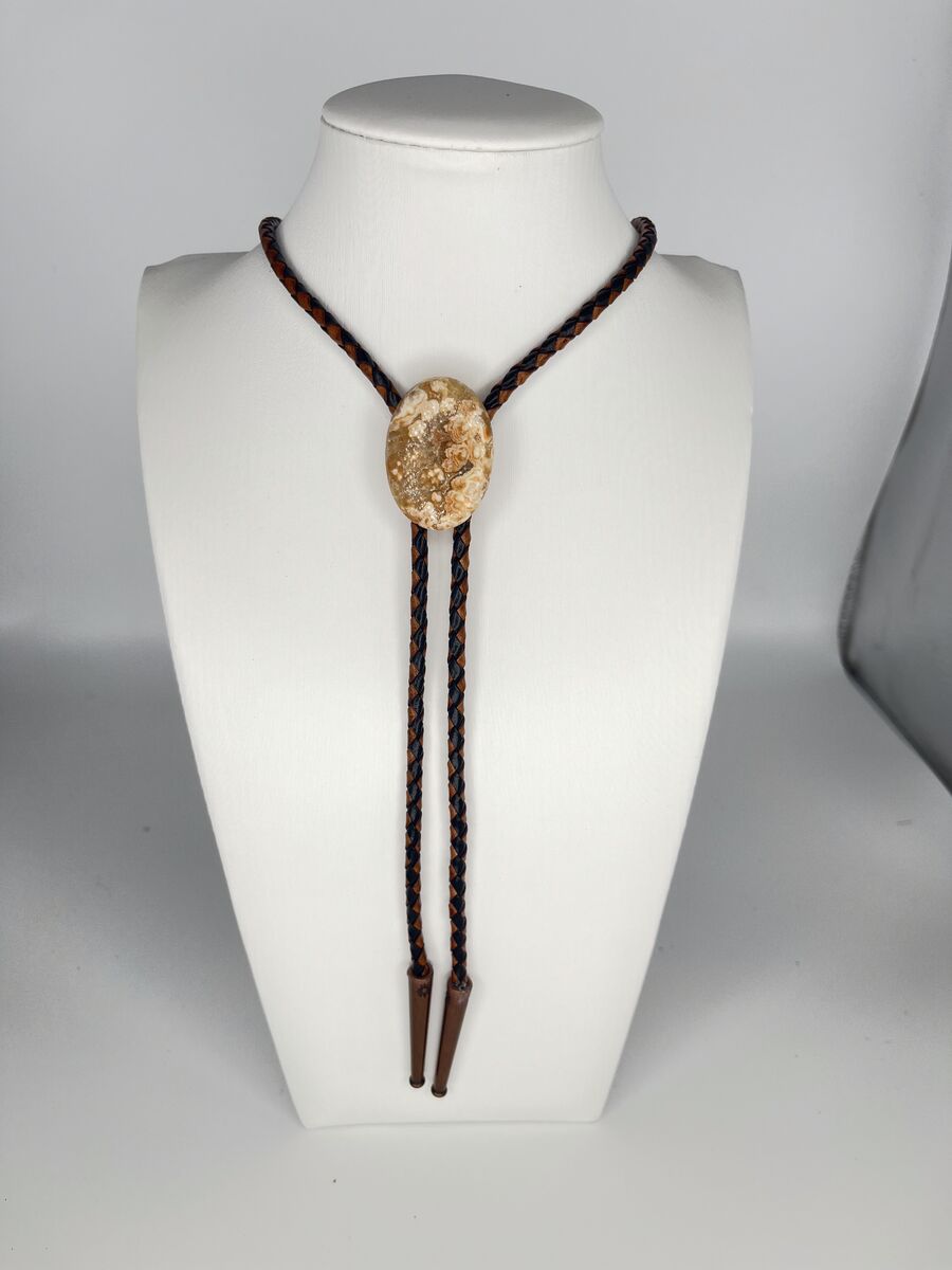 Fossil Reef — one-of-a-kind — handmade shell bolo tie