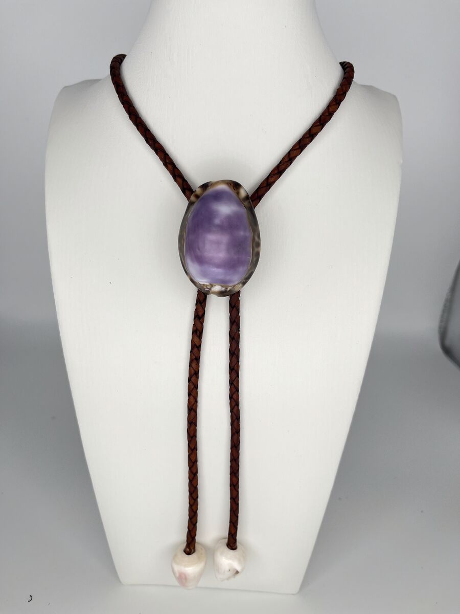 Lavender Moon — one-of-a-kind — handmade shell bolo tie