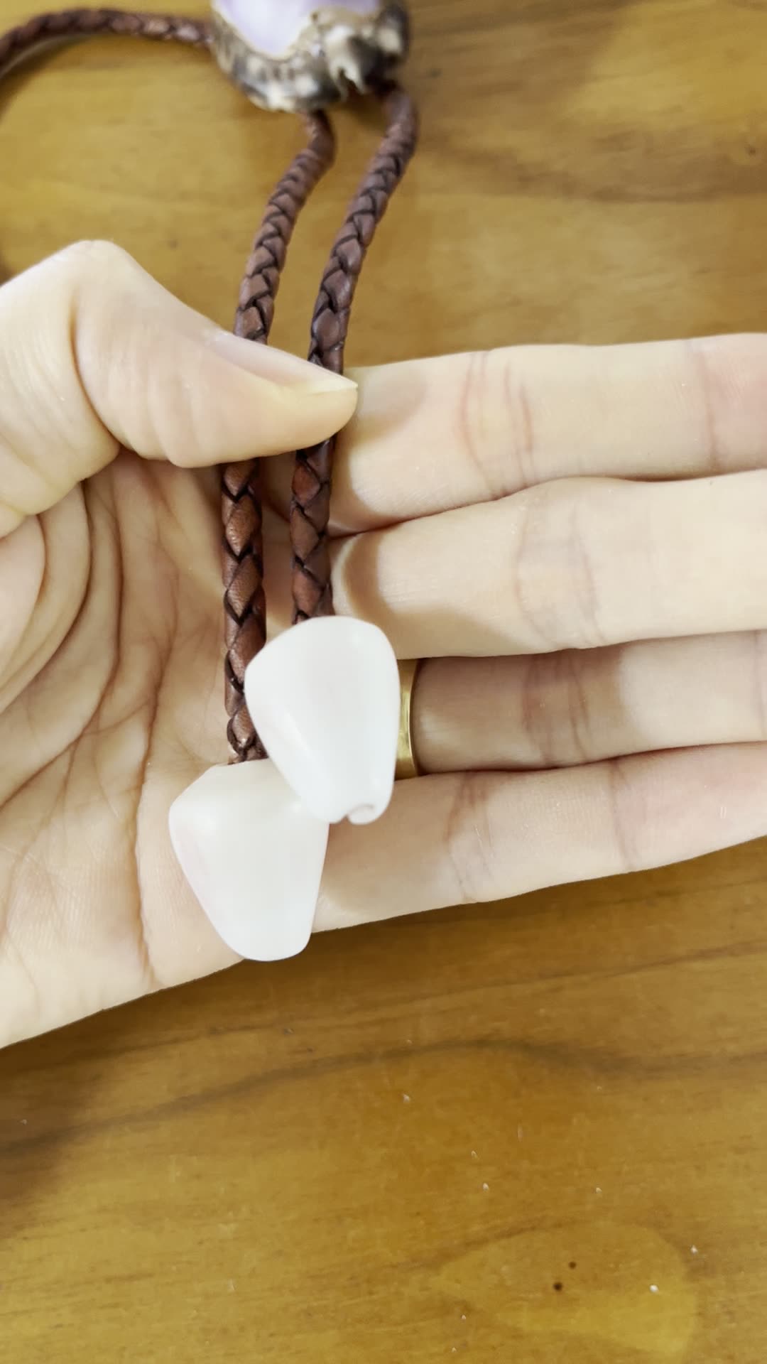 Lavender Moon — Hawaiian shell bolo tie, view 2