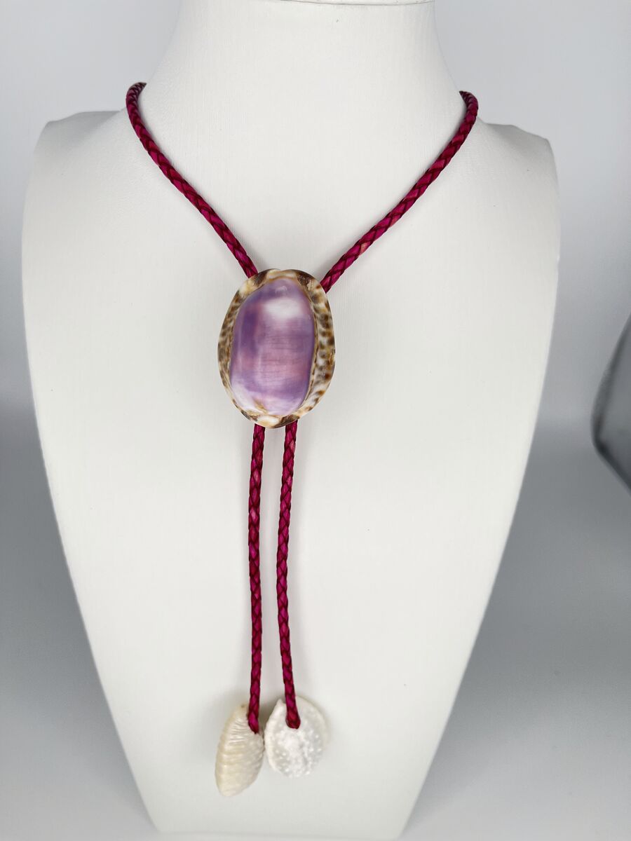 Leopard Violet — Hawaiian shell bolo tie, view 1