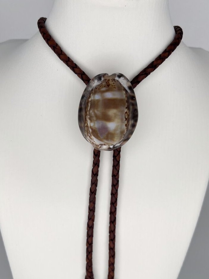 Marble Cloud — one-of-a-kind — handmade shell bolo tie