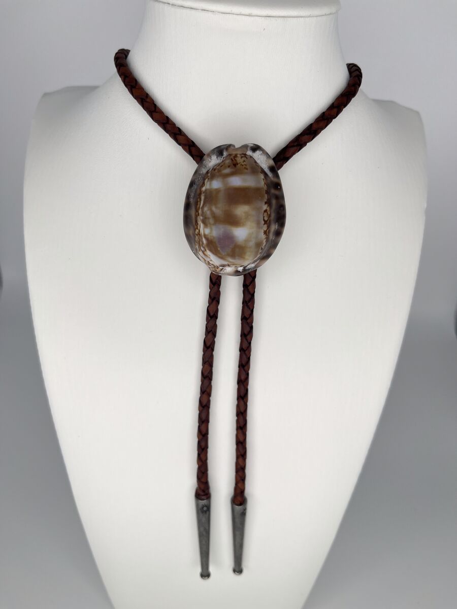 Marble Cloud — one-of-a-kind — handmade shell bolo tie