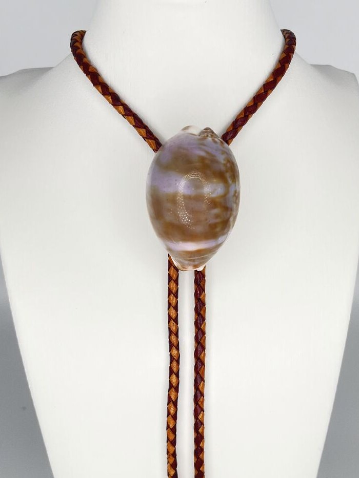 Mauve Cloud — one-of-a-kind — handmade shell bolo tie