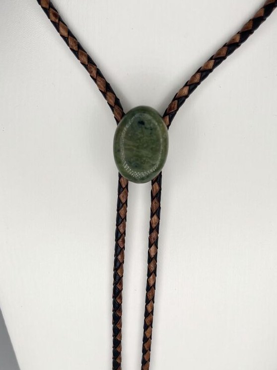 Moss Agate — one-of-a-kind — handmade stone bolo tie