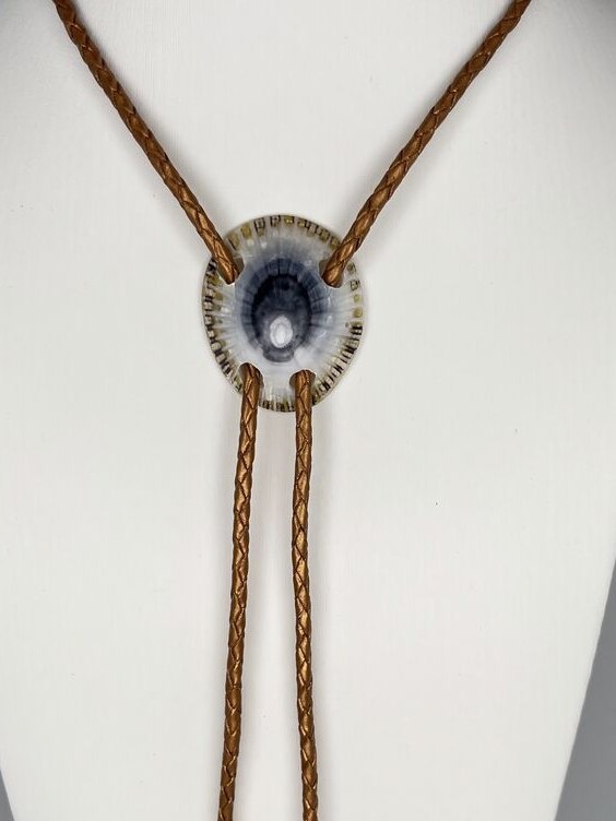 Ocean Eye — one-of-a-kind — handmade shell bolo tie