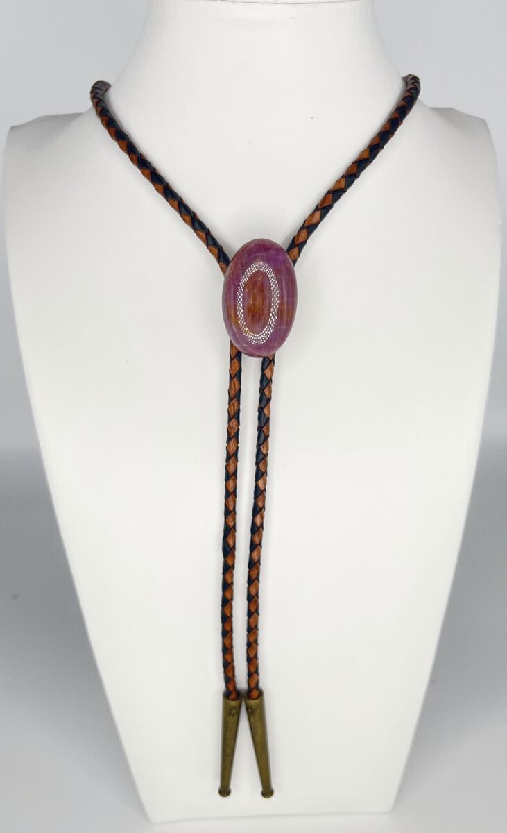 Orchid Lattice — one-of-a-kind — handmade shell bolo tie
