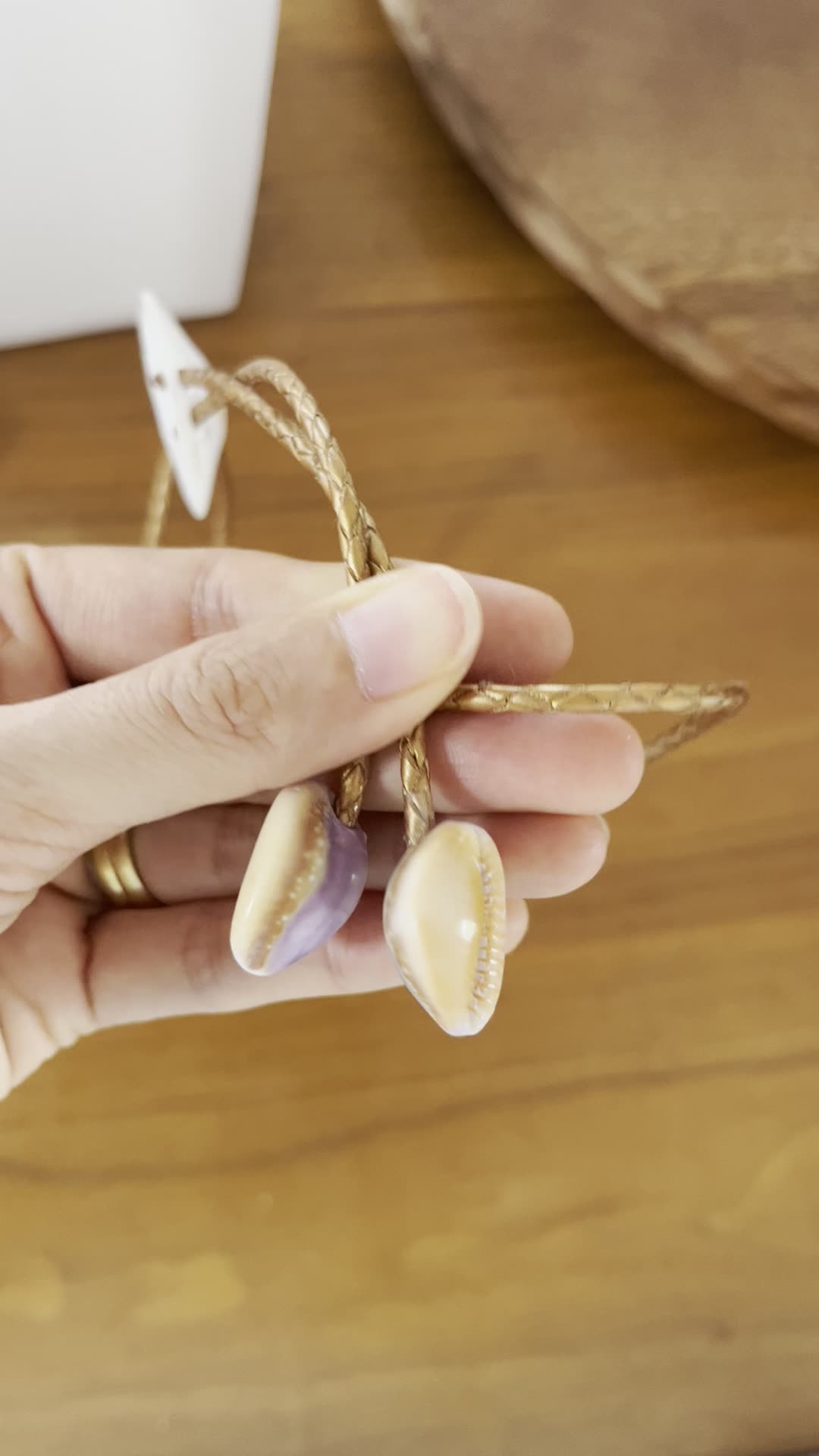 Pale Tide — Hawaiian shell bolo tie, view 2