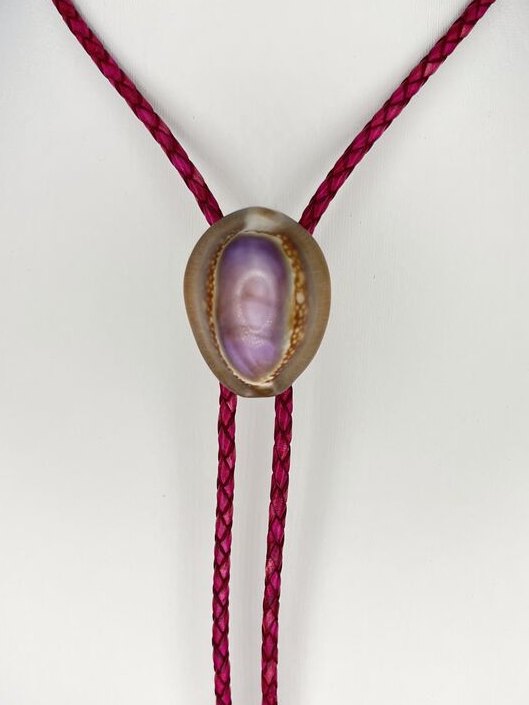 Secret Lavender — one-of-a-kind — handmade shell bolo tie