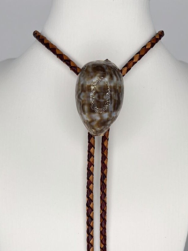 Smoke Signal — one-of-a-kind — handmade shell bolo tie