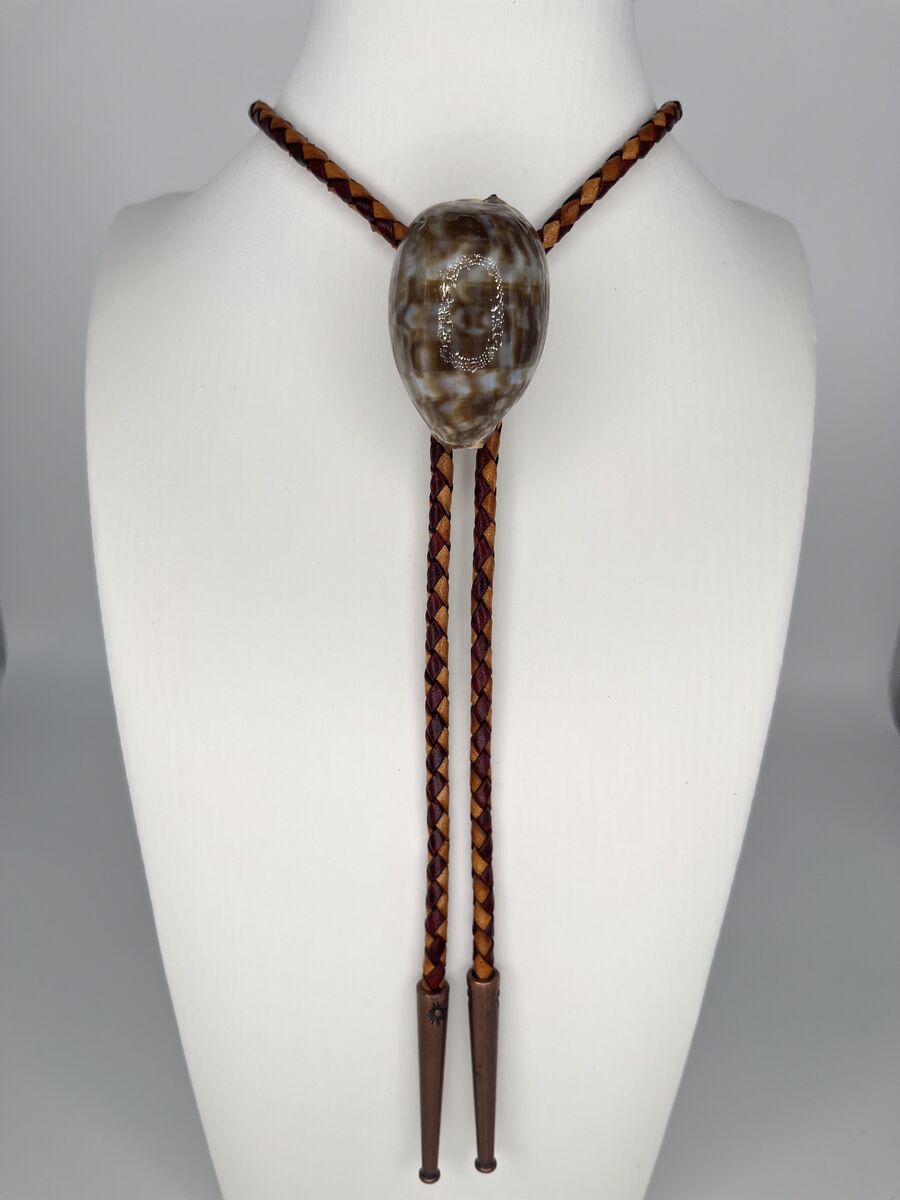 Smoke Signal — one-of-a-kind — handmade shell bolo tie