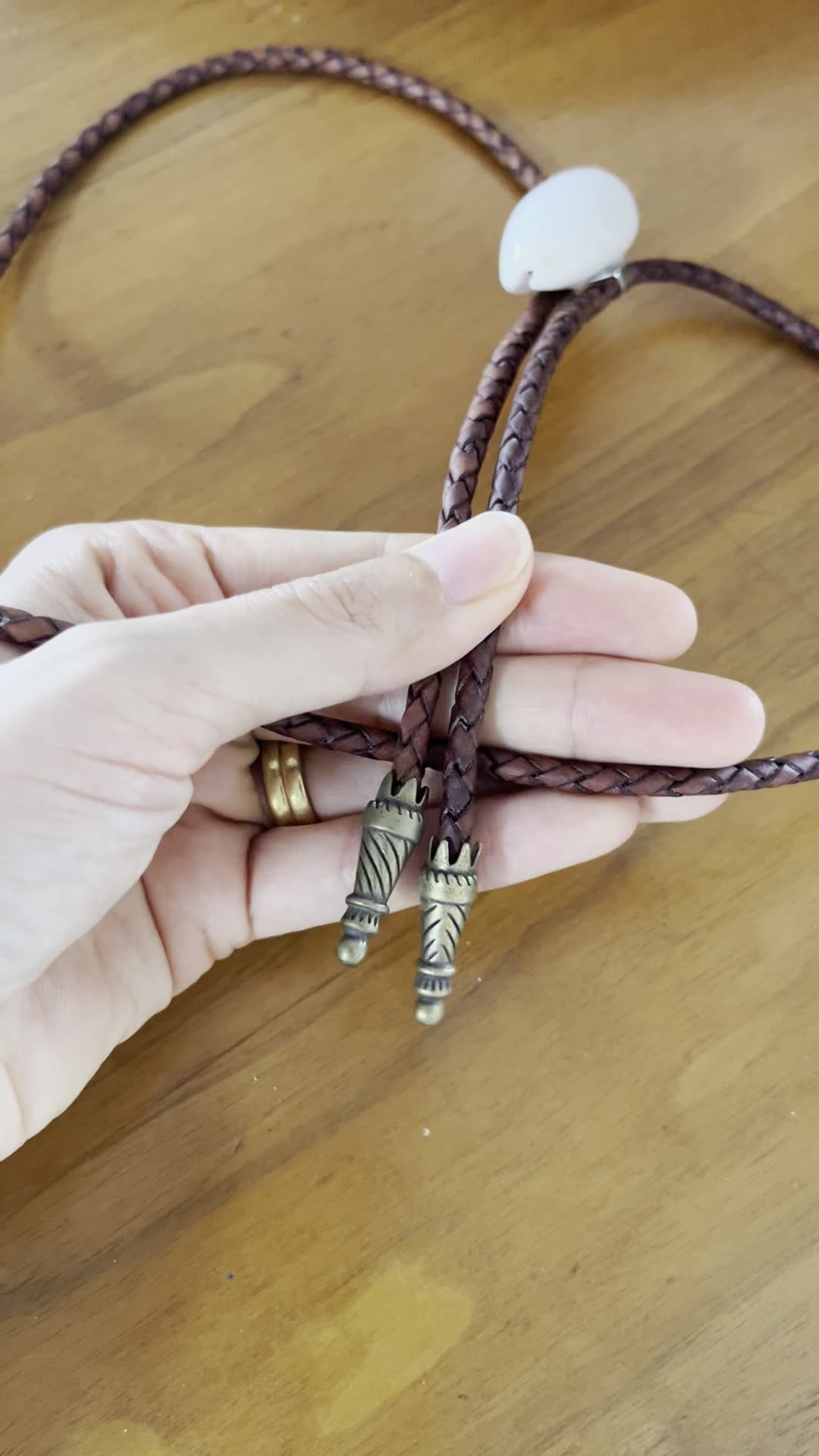 Snow Egg — Hawaiian shell bolo tie, view 2