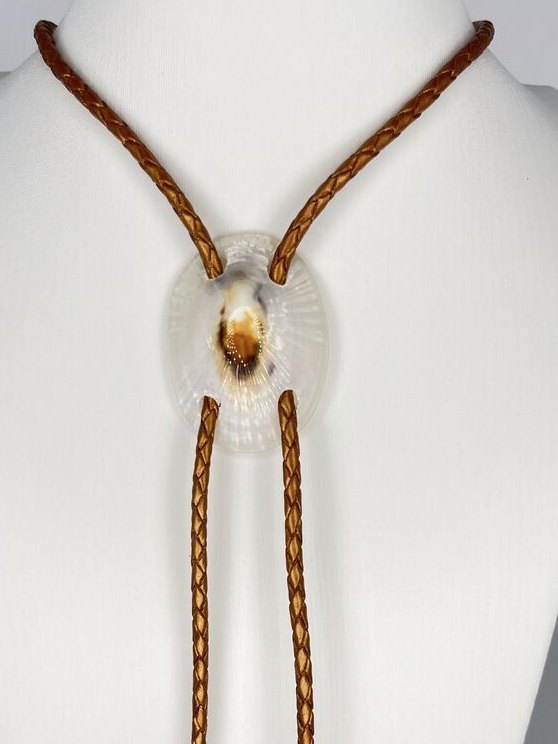 Snow Tide — one-of-a-kind — handmade shell bolo tie