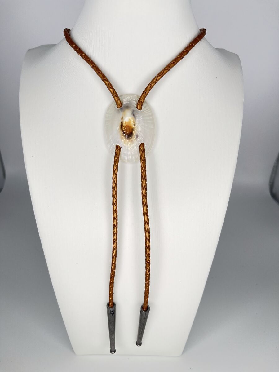 Snow Tide — one-of-a-kind — handmade shell bolo tie