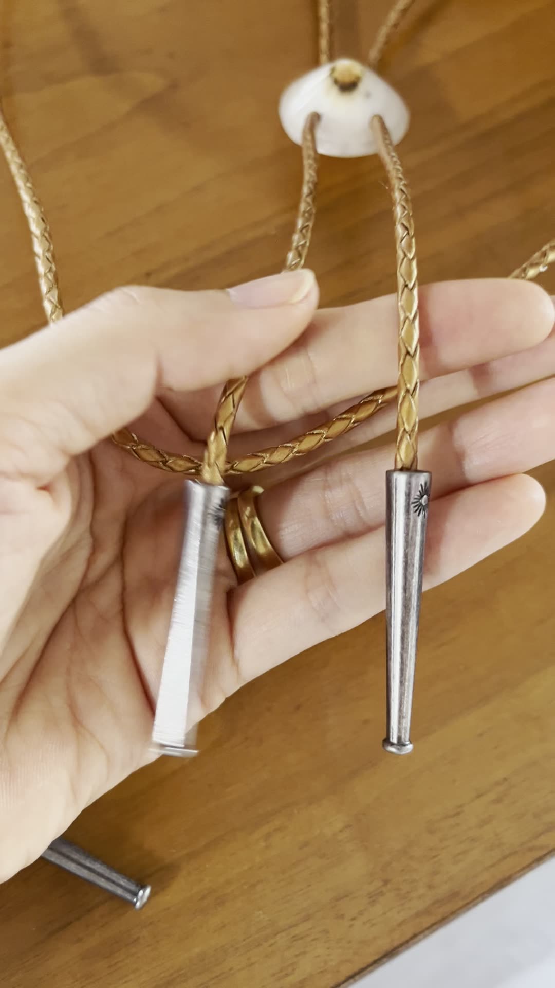 Snow Tide — Hawaiian shell bolo tie, view 2