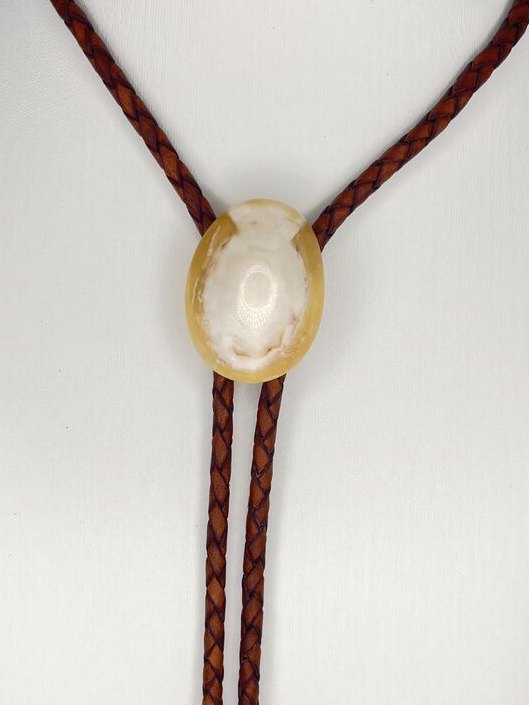 Soft Gold — one-of-a-kind — handmade shell bolo tie