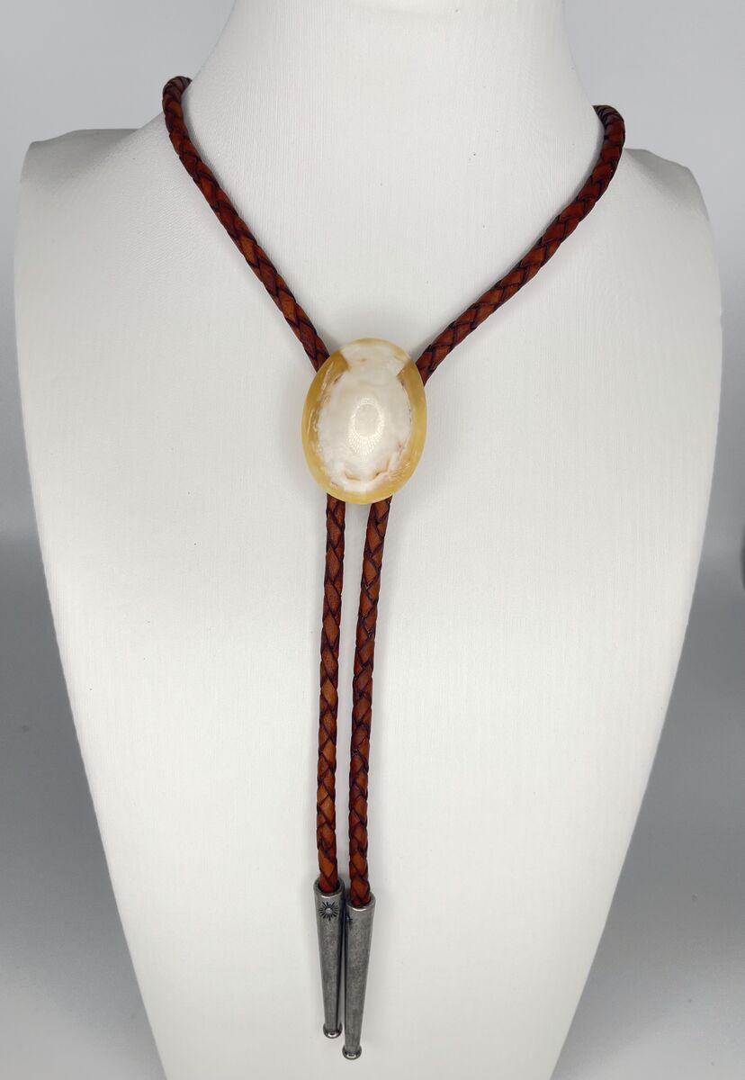 Soft Gold — one-of-a-kind — handmade shell bolo tie