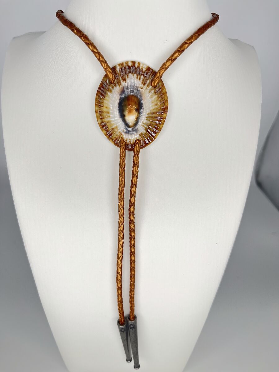 Solar Ring — one-of-a-kind — handmade shell bolo tie