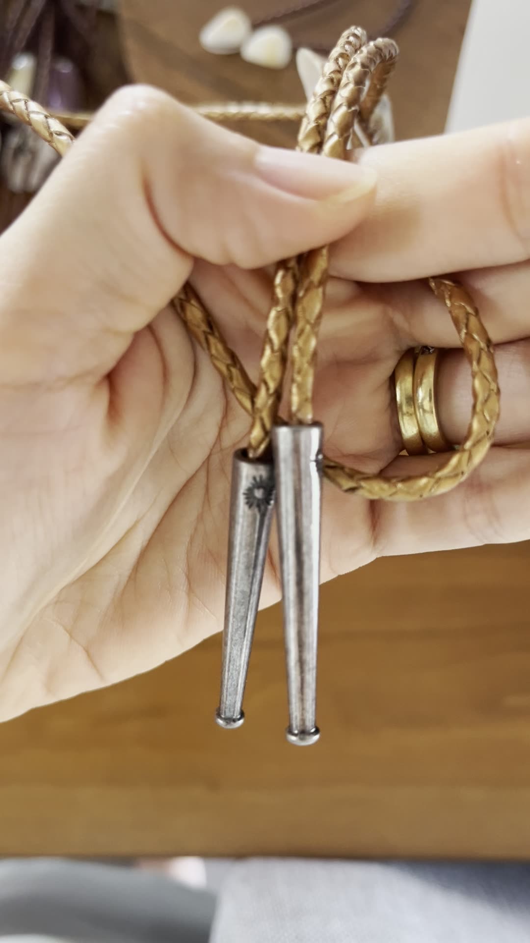 Solar Ring — Hawaiian shell bolo tie, view 2