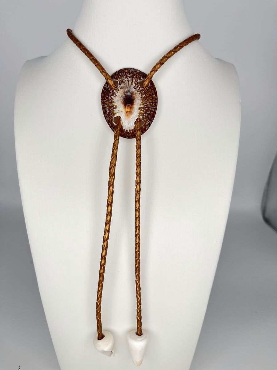 Sunburst Ember — one-of-a-kind — handmade shell bolo tie