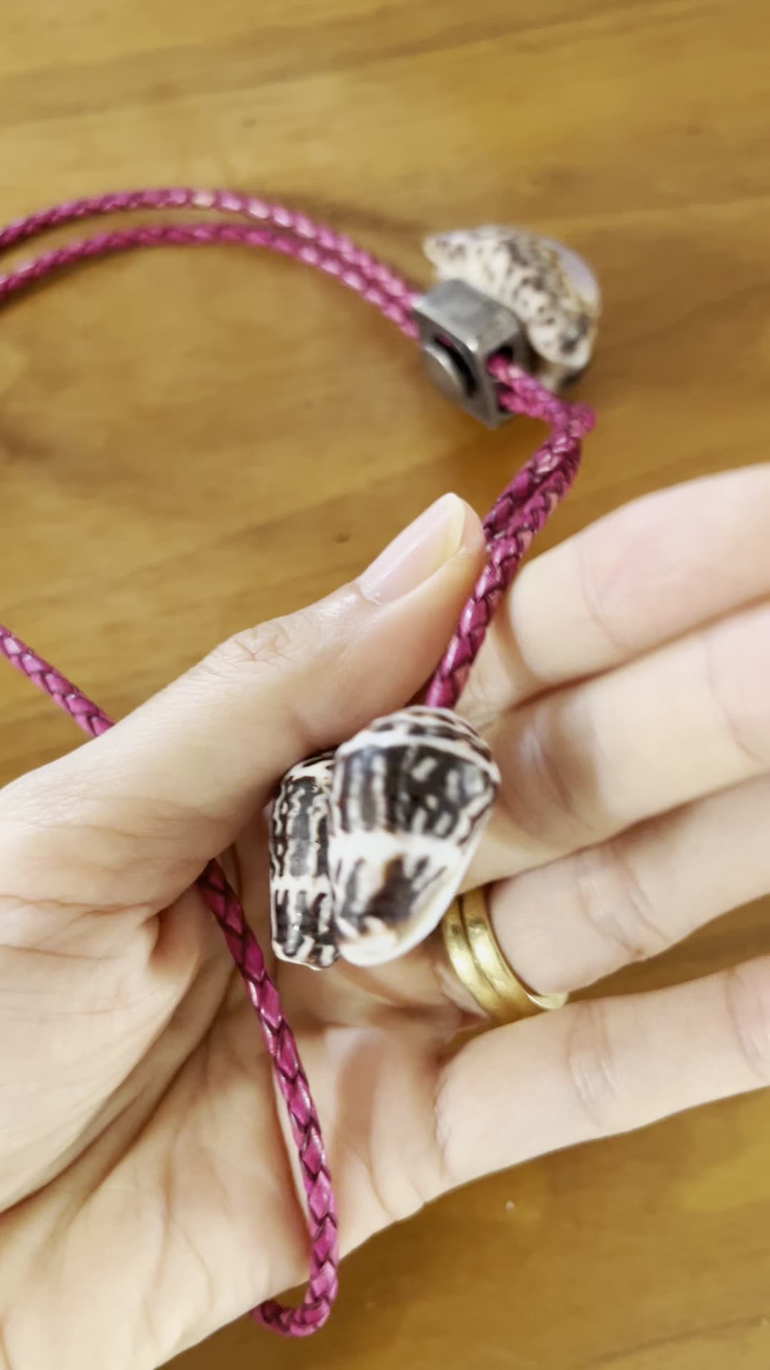 Wild Lavender — Hawaiian shell bolo tie, view 2