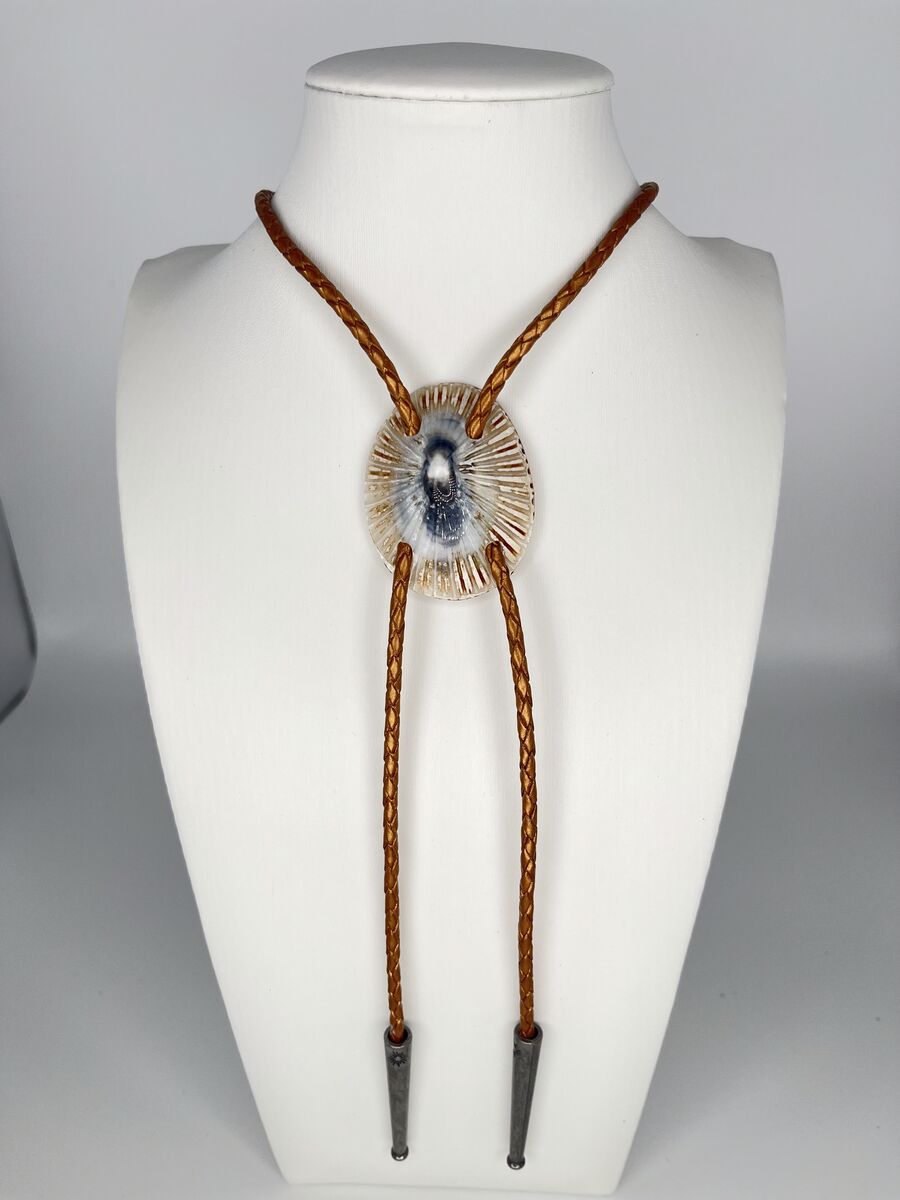Winter Sun — one-of-a-kind — handmade shell bolo tie