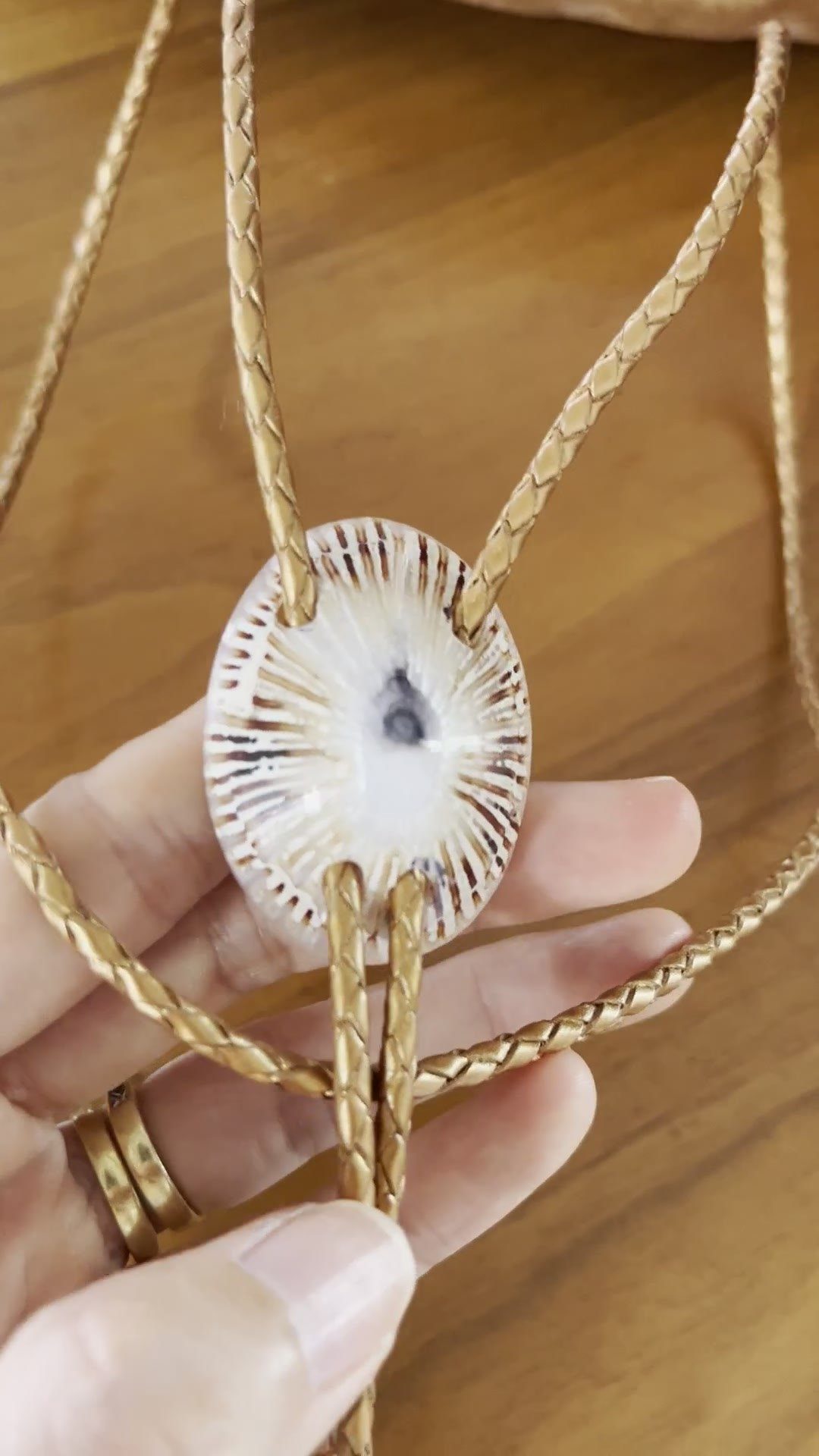 Evening Rays — Hawaiian shell bolo tie, view 3