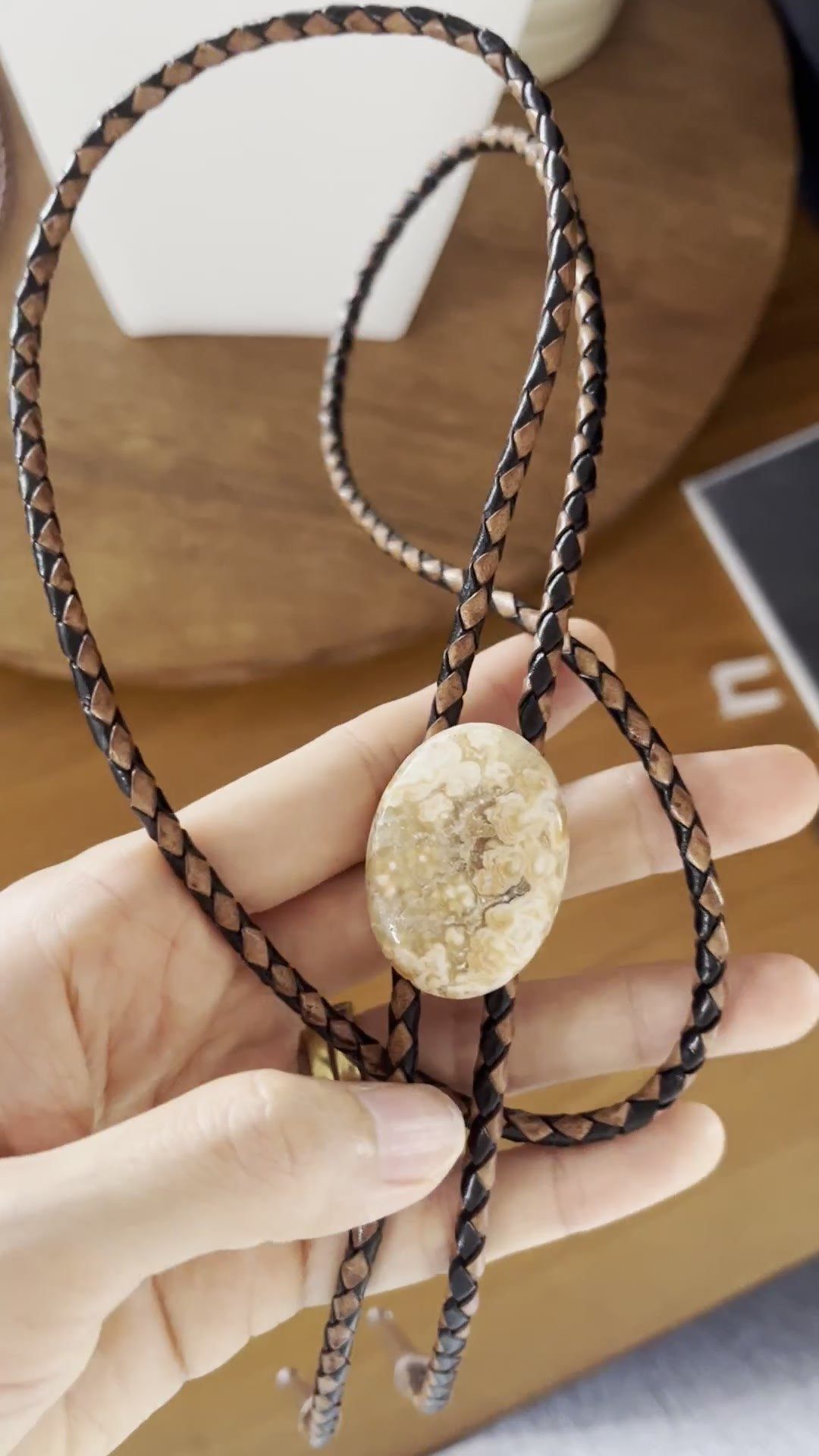 Fossil Reef — stone bolo tie, view 4