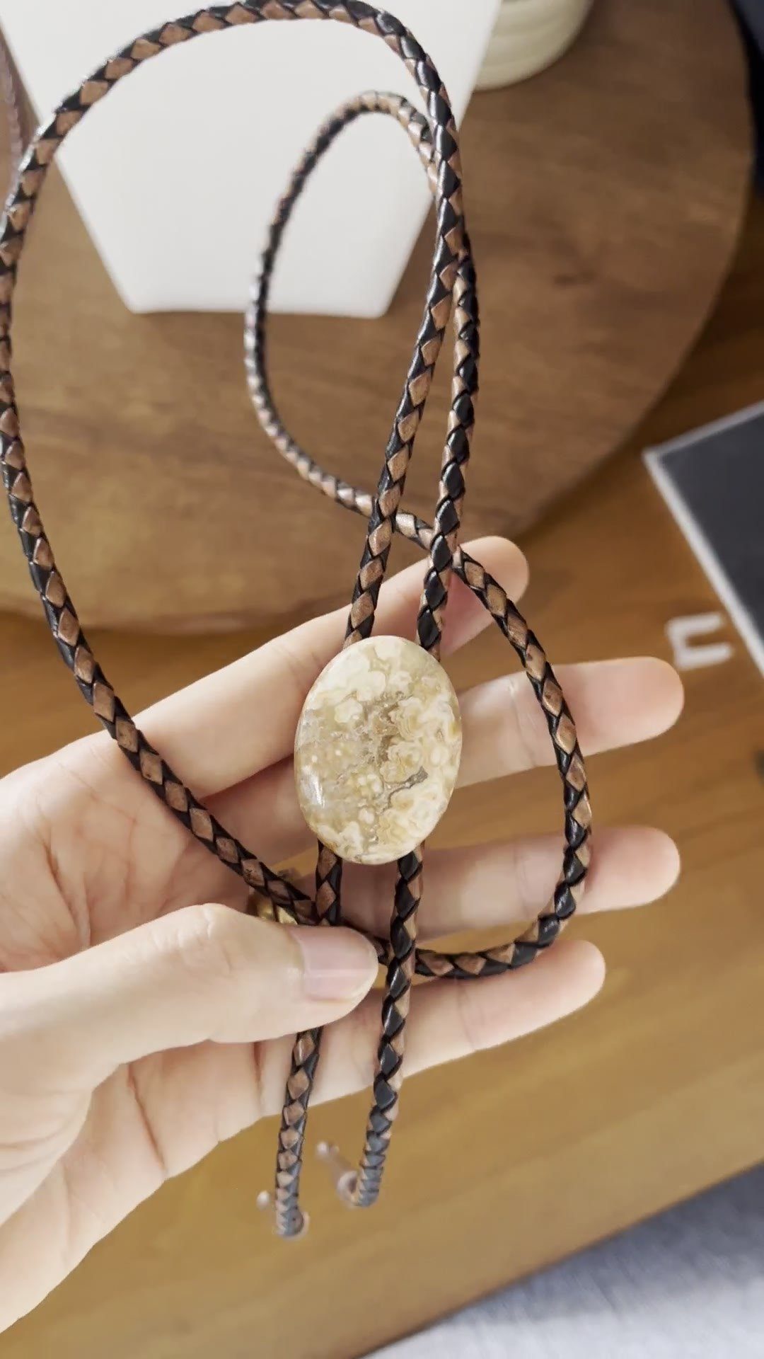 Fossil Reef — stone bolo tie, view 5