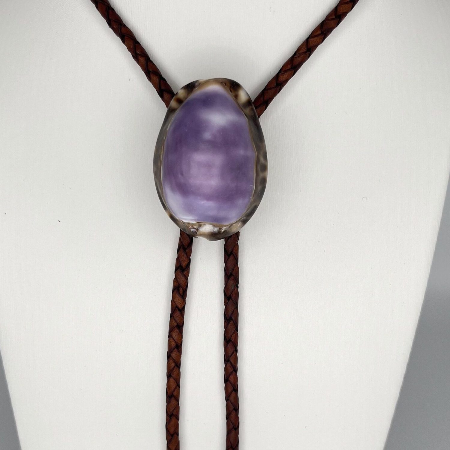Lavender Moon — Hawaiian shell bolo tie, view 3