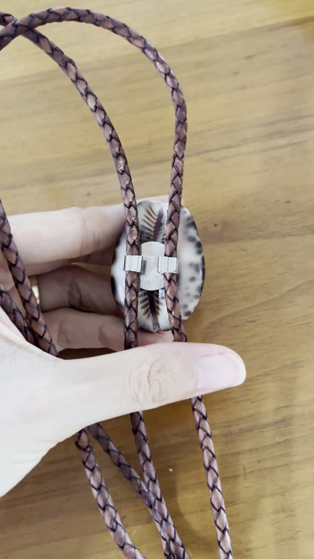 Lavender Moon — Hawaiian shell bolo tie, view 5