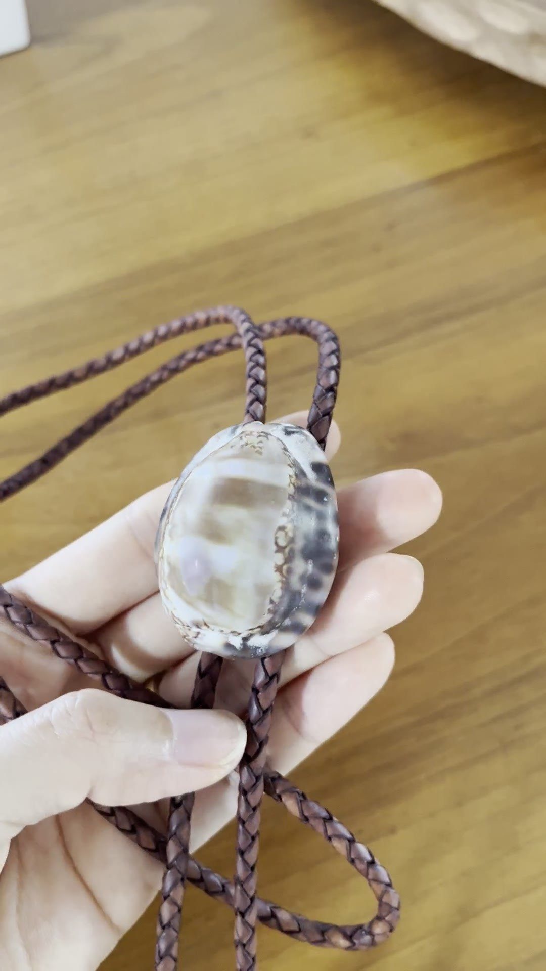 Marble Cloud — Hawaiian shell bolo tie, view 4