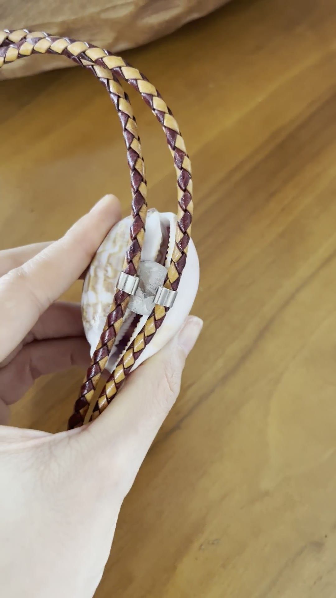 Mauve Cloud — Hawaiian shell bolo tie, view 5