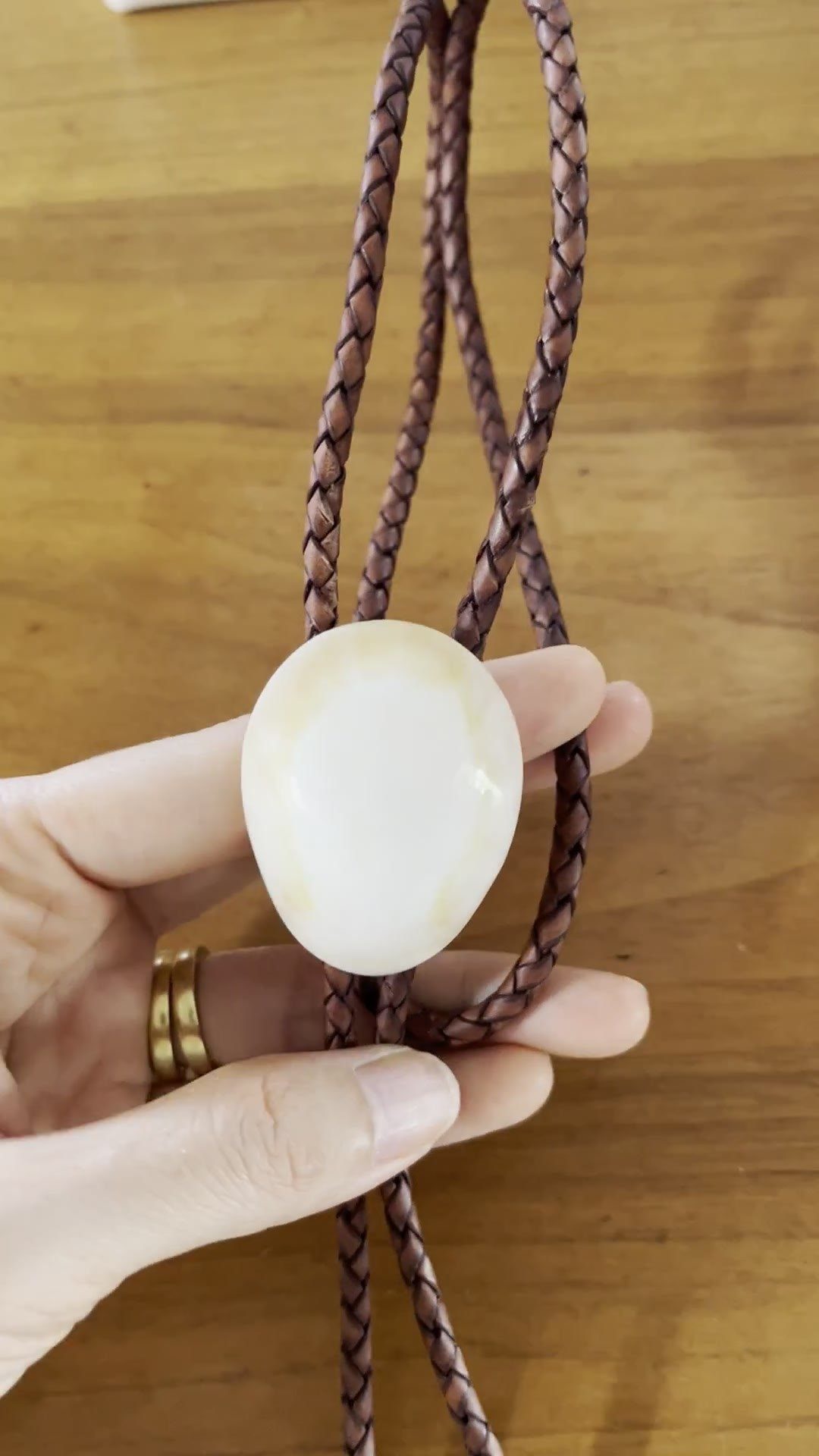Moon Egg — Hawaiian shell bolo tie, view 4