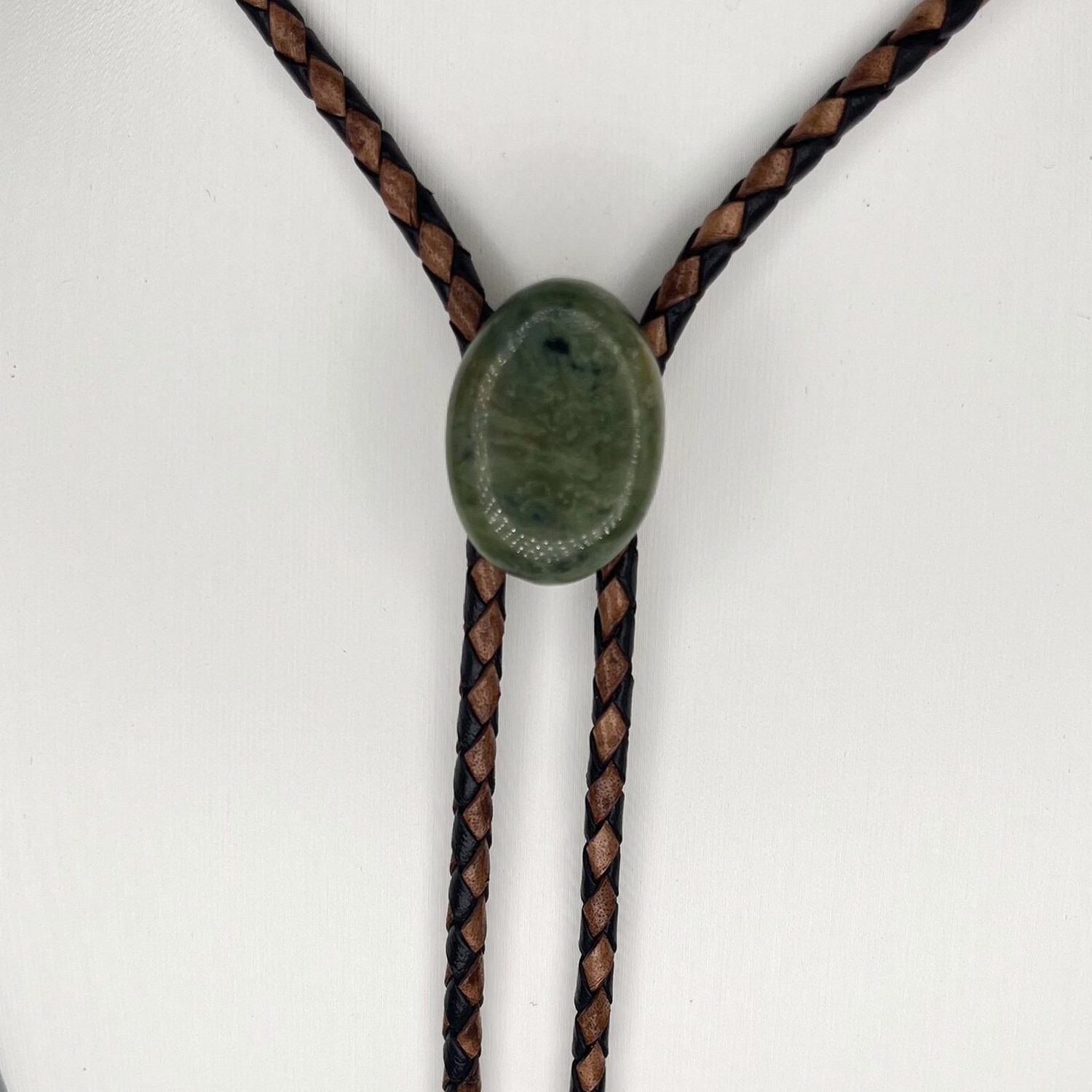 Moss Agate — stone bolo tie, view 3