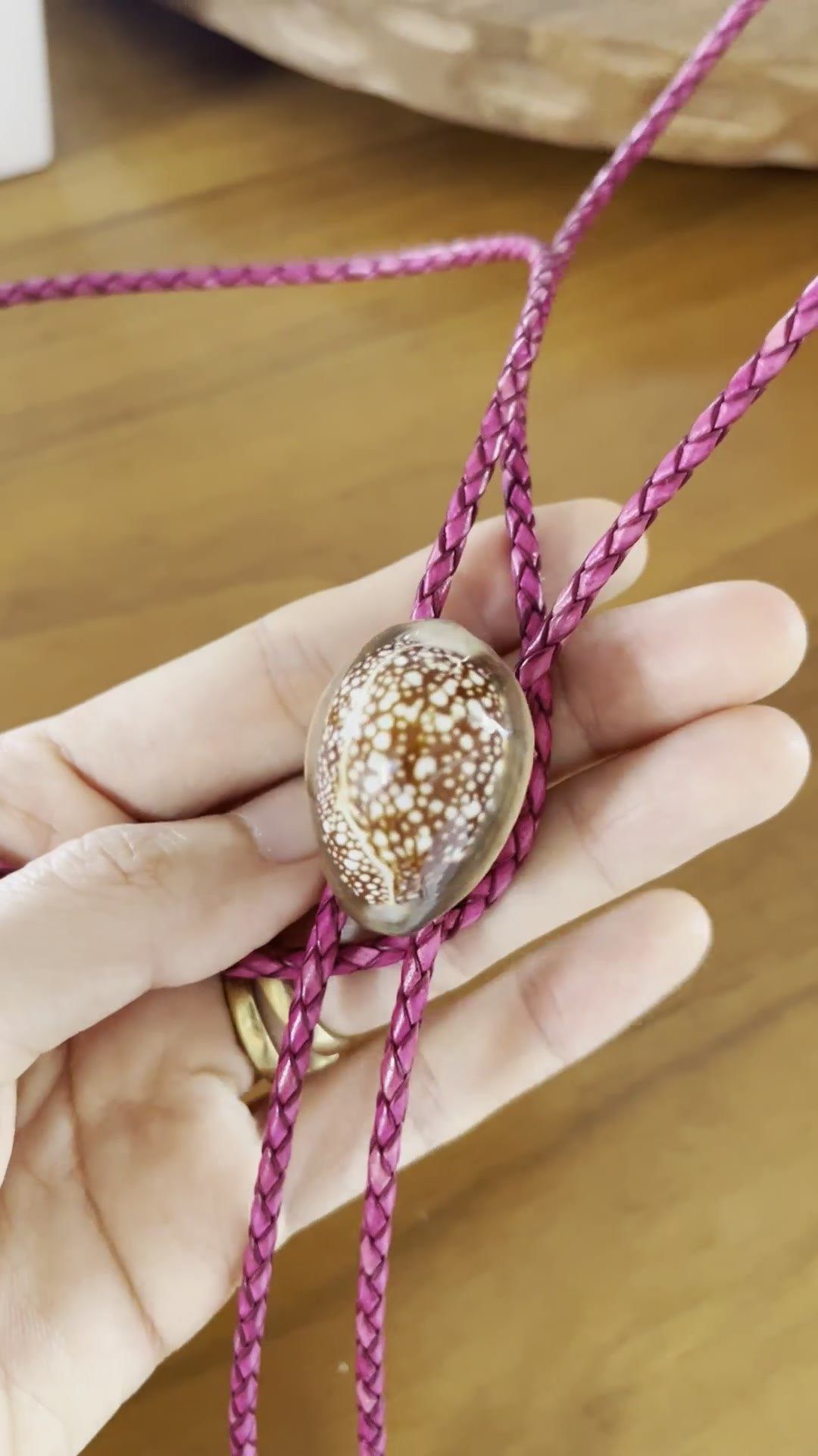 Night Speckle — Hawaiian shell bolo tie, view 4