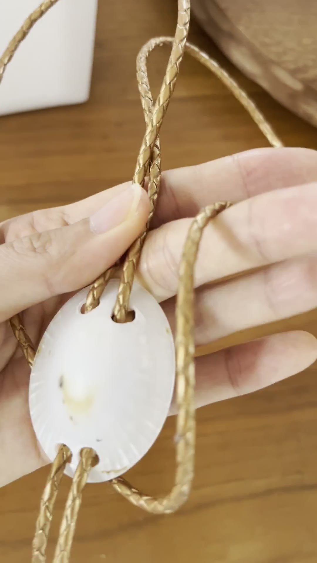 Pale Tide — Hawaiian shell bolo tie, view 5