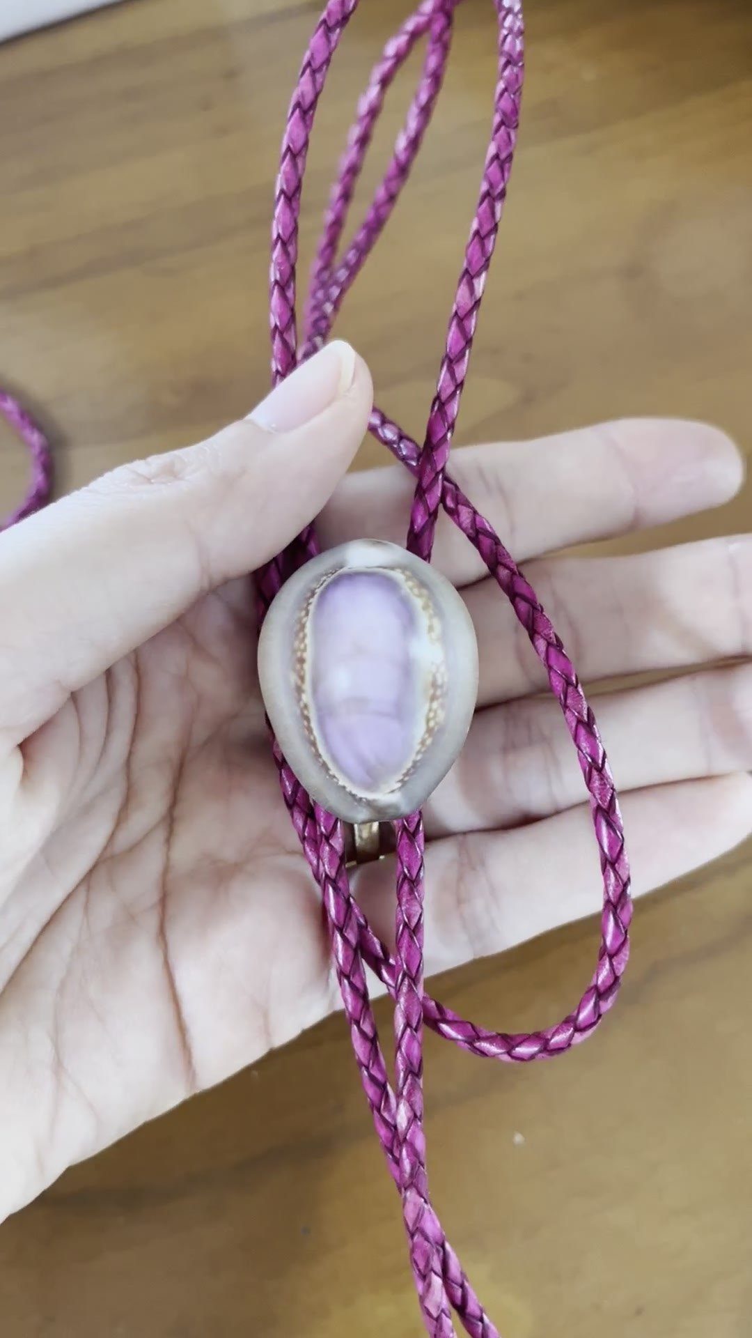 Secret Lavender — Hawaiian shell bolo tie, view 4
