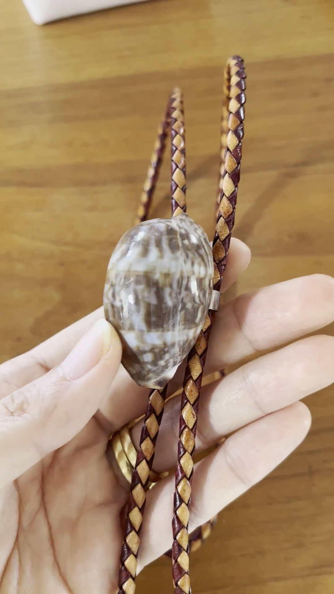 Smoke Signal — Hawaiian shell bolo tie, view 4