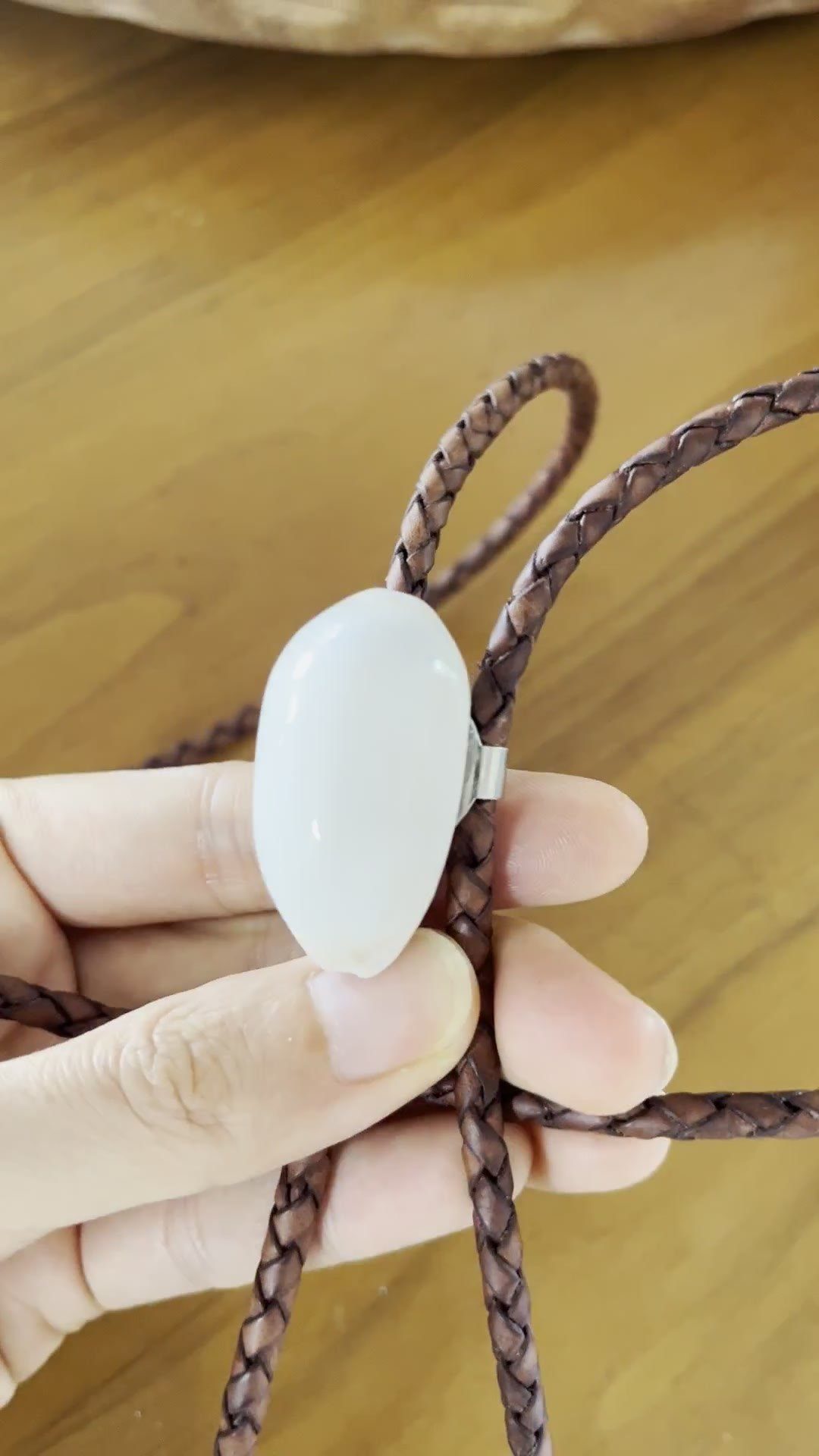Snow Egg — Hawaiian shell bolo tie, view 4