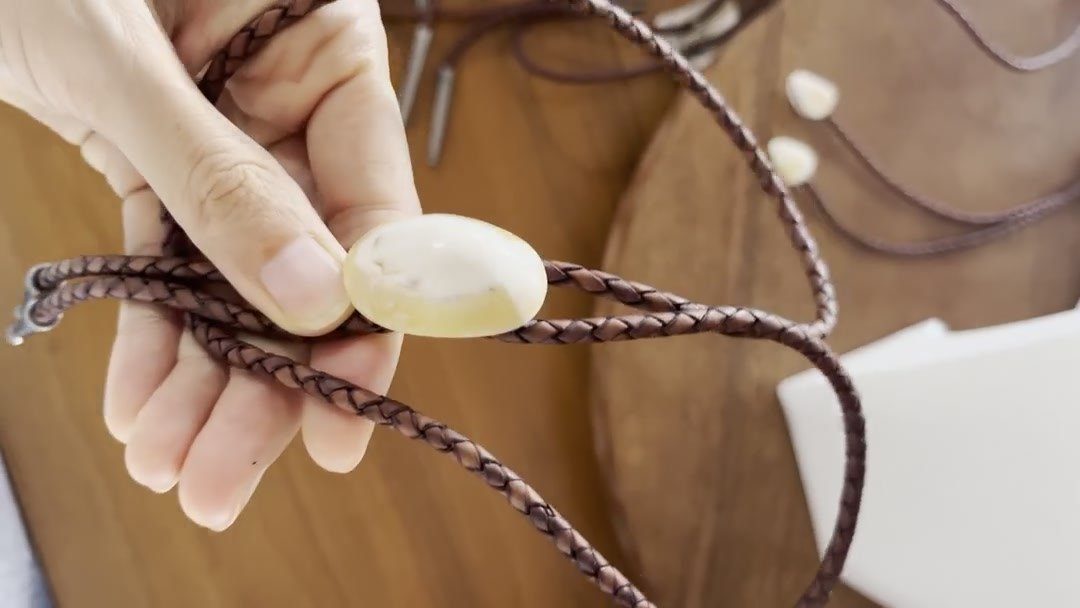 Soft Gold — Hawaiian shell bolo tie, view 4