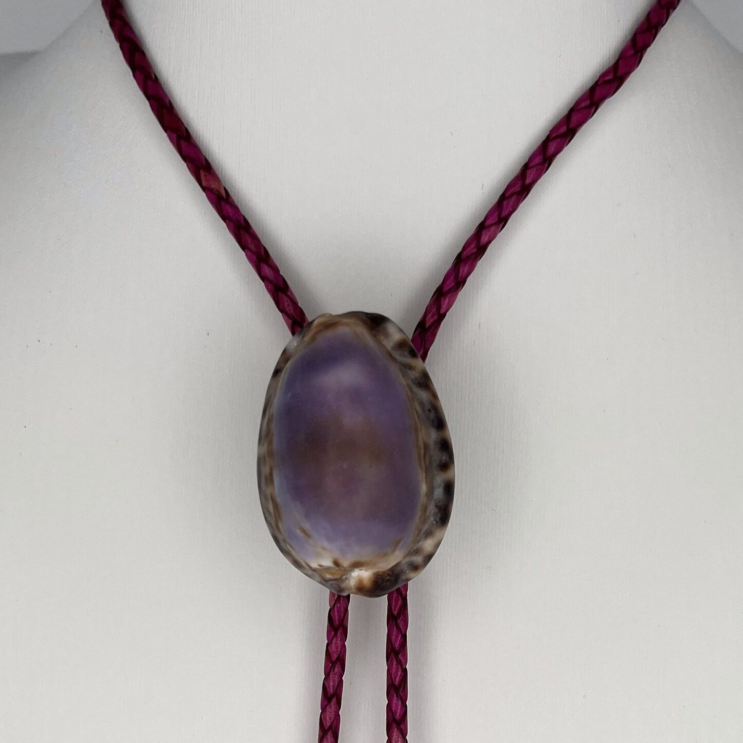 Wild Lavender — Hawaiian shell bolo tie, view 3