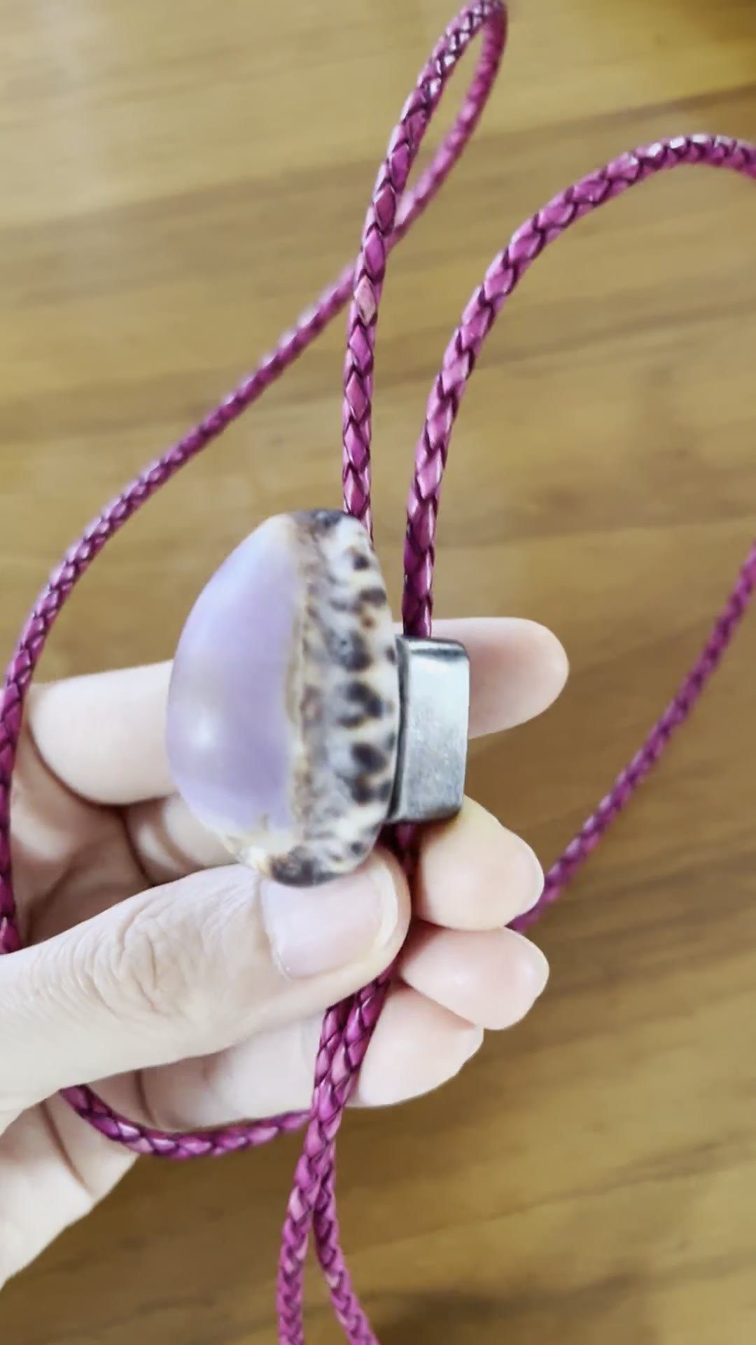 Wild Lavender — Hawaiian shell bolo tie, view 4