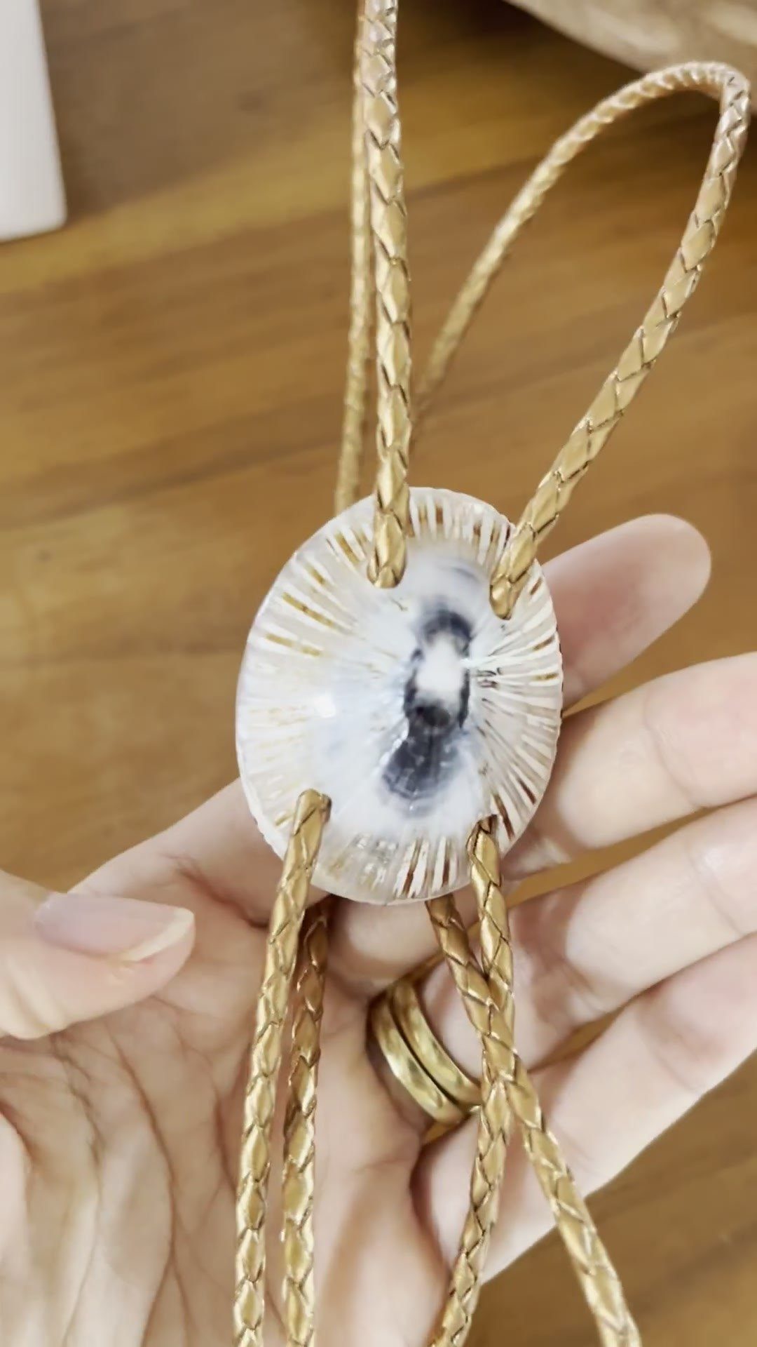Winter Sun — Hawaiian shell bolo tie, view 5