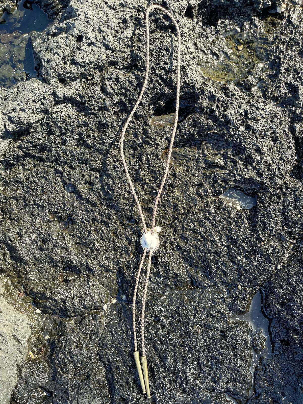 ‘Definiteness of Purpose’ ʻOpihi — Hawaiian shell bolo tie, view 3
