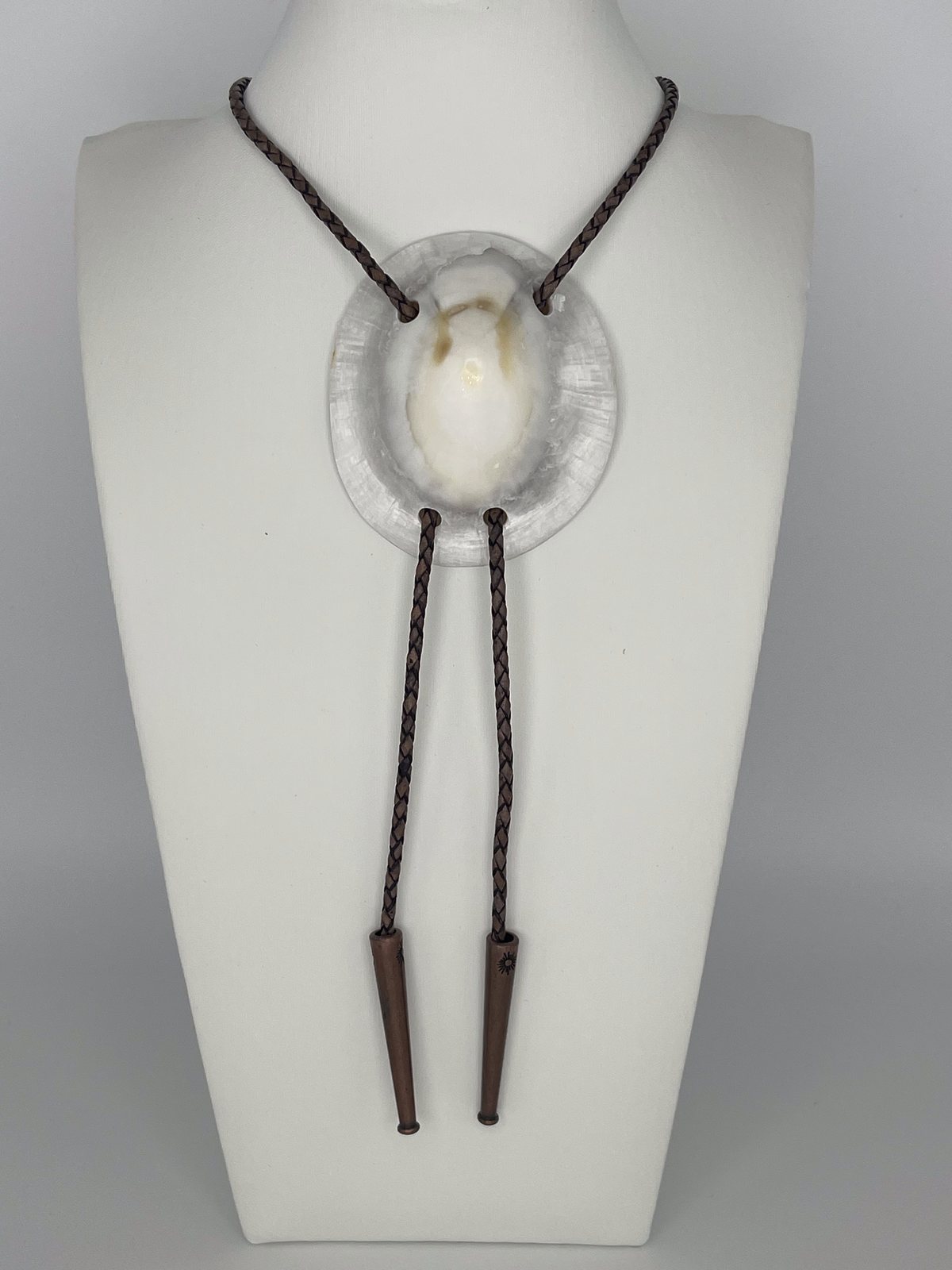‘Mother Moon’ ʻOpihi — Hawaiian shell bolo tie, view 2